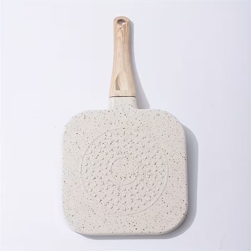 Premium Non-Stick Grill Frying Pan with Wooden Handle