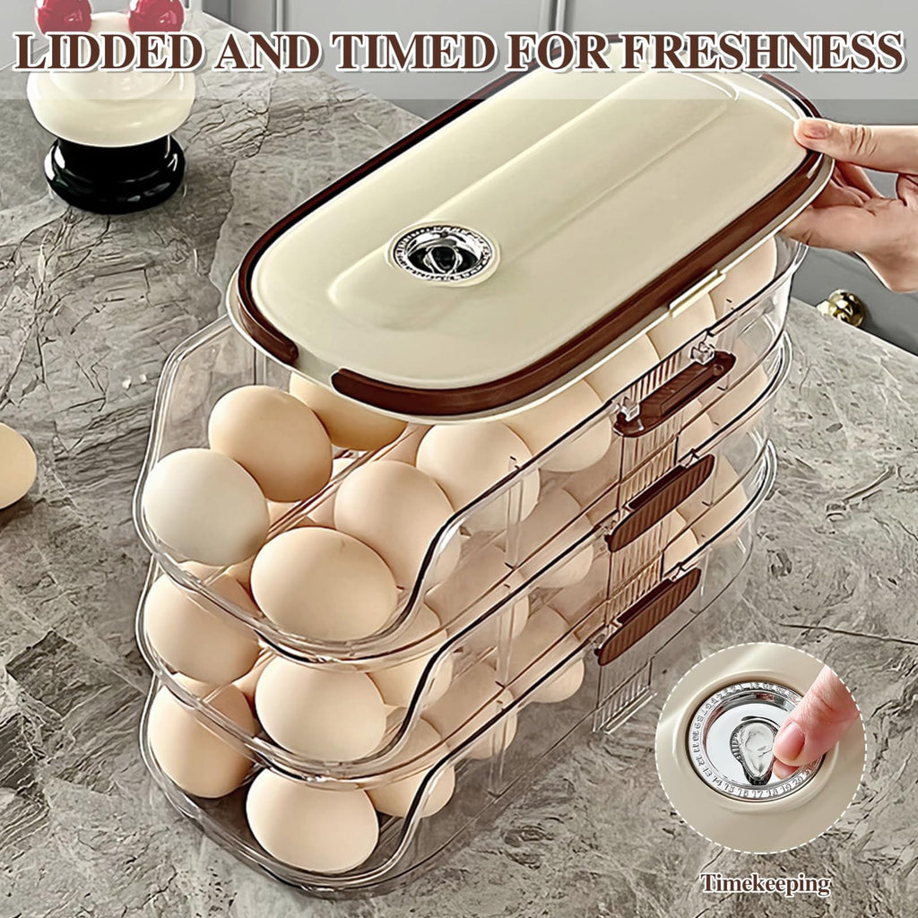 Rolling Auto-Fill Tiered Egg Storage Box