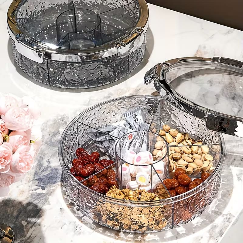 Premium Divided Acrylic Snack Box with Bear Handle