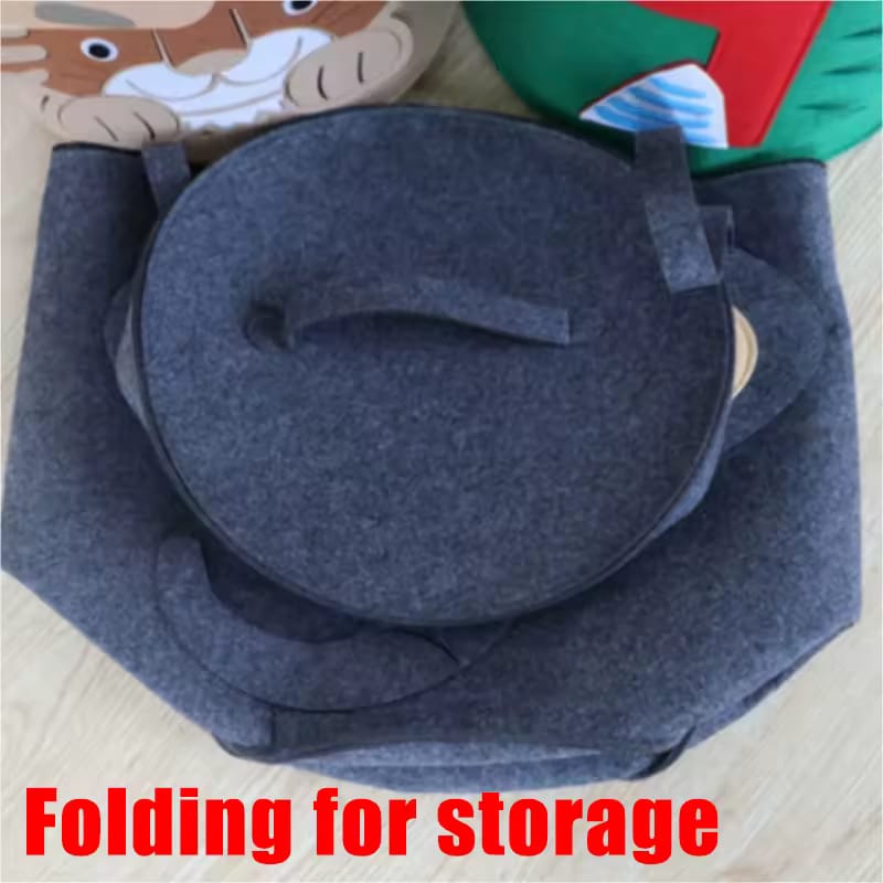 Animal-Themed Felt Storage Basket with Lid – Large Capacity