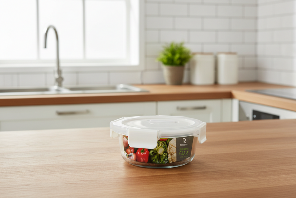 Double Lock Glass Food Container – 450ml  | Thailand Made