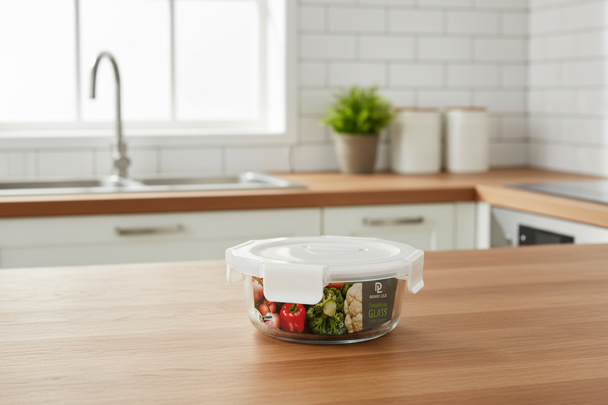 Double Lock Glass Food Container – 450ml  | Thailand Made