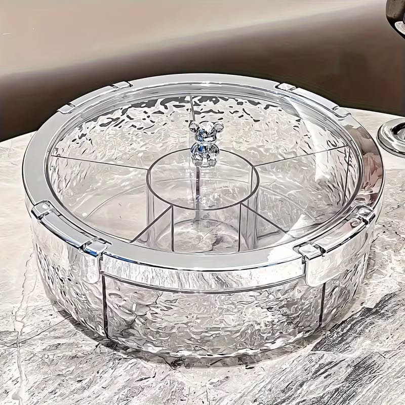 Premium Divided Acrylic Snack Box with Bear Handle