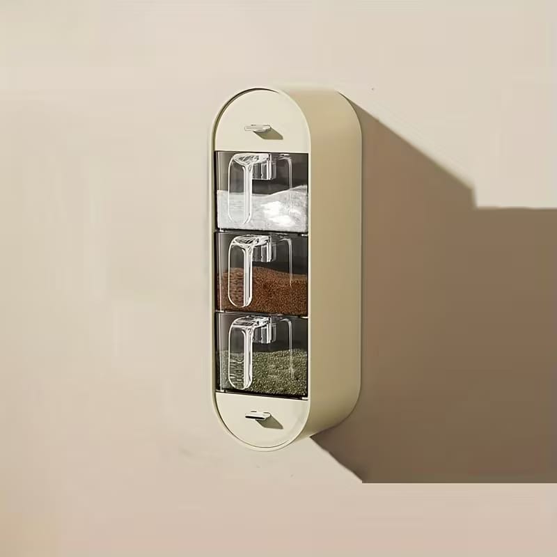 Wall-Mounted 3-Compartment Seasoning Spice Rack