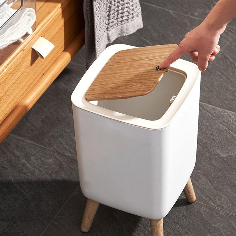 Indoor Trash Bin with Wooden Feet – 7L