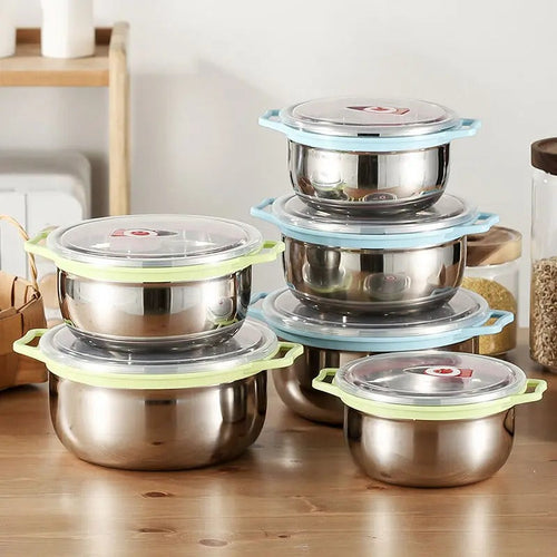 3-Piece Stainless Steel Mixing & Storage Bowl Set with Airtight Lids