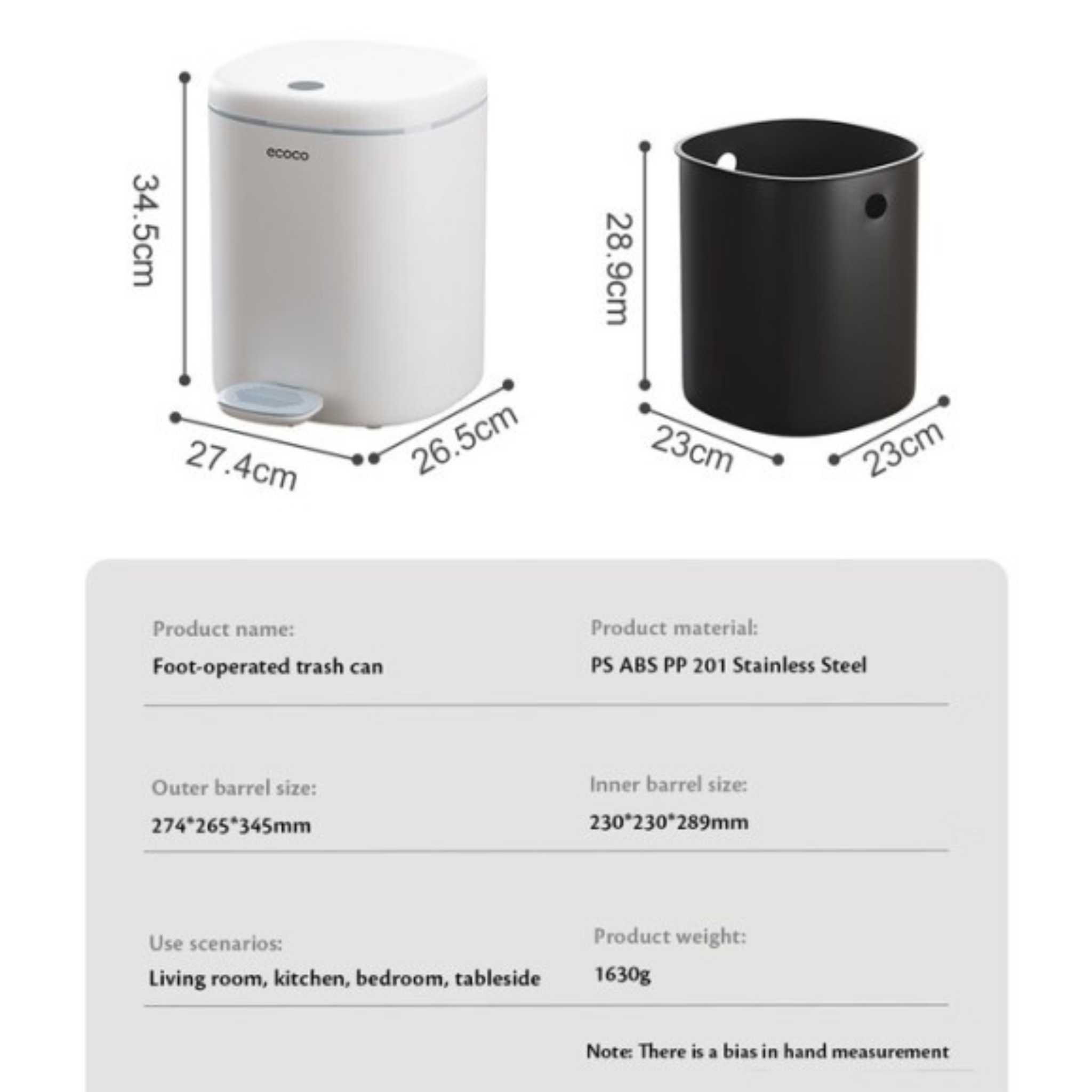 Ecoco 12L Foot-Operated Trash Bin