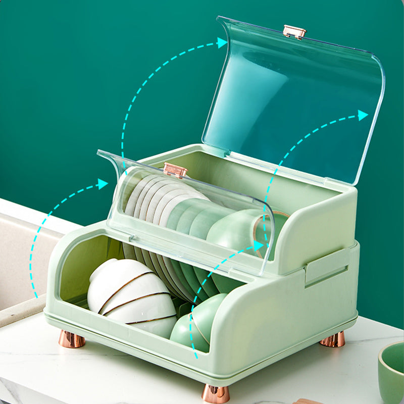 Multifunctional 2-Tier Dish Drying Rack with Dustproof Cover