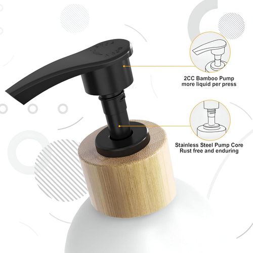 Premium: Luxe Glass Soap Dispenser Set with Bamboo Pumps & Organizing Tray (Set of 2)