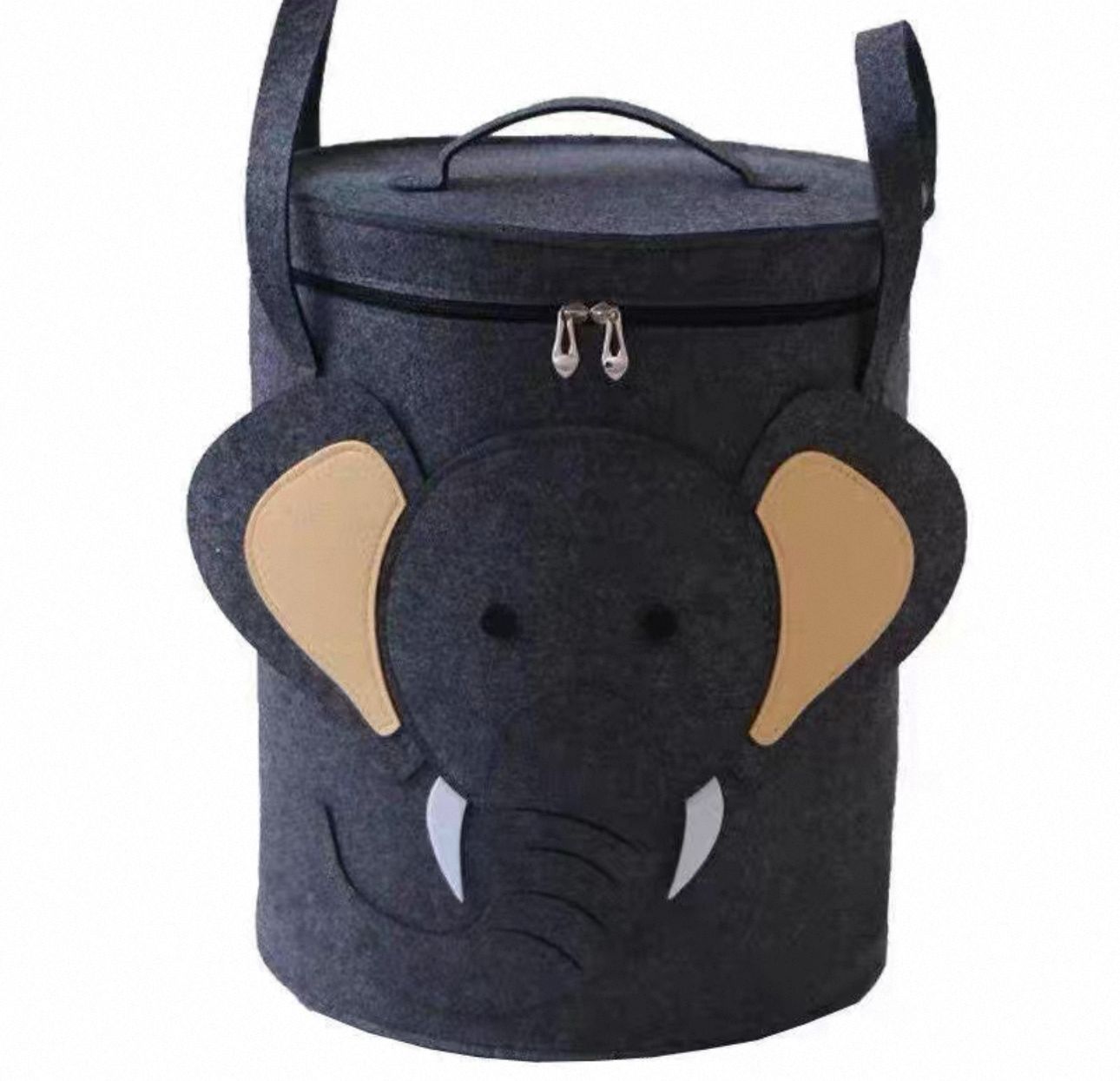Animal-Themed Felt Storage Basket with Lid – Large Capacity