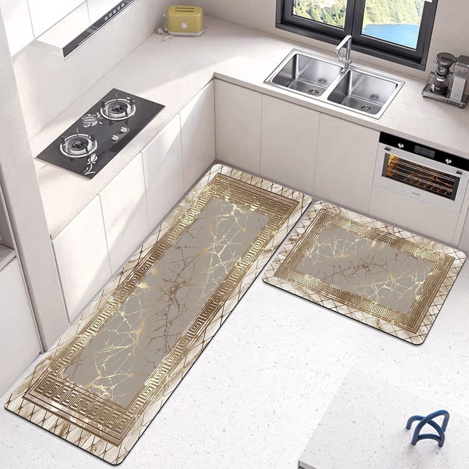 2-Piece Premium Quality Large Runner & Mat Set – Elegant Napa Leather Finish with Anti-Slip Base