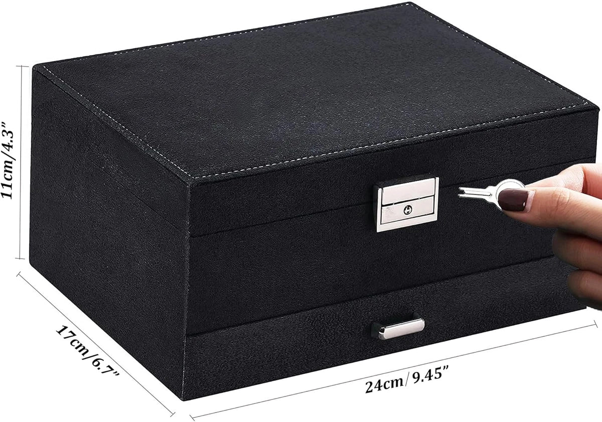 Premium Velvet Jewelry Organizer Box – 3 Layer with Lock
