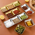 1/2/3 Grids Stainless Steel Seasoning Dish Korean Metal Barbecue Sauce Dipping Dish Plate BBQ Restaurant Kitchen Tableware
