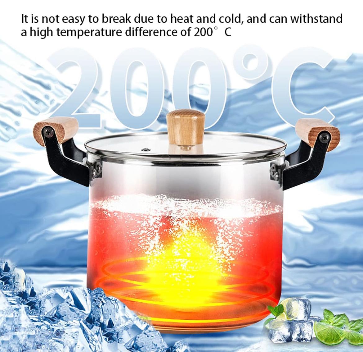 Heat Resistant Borosilicate Glass Cooking Pot