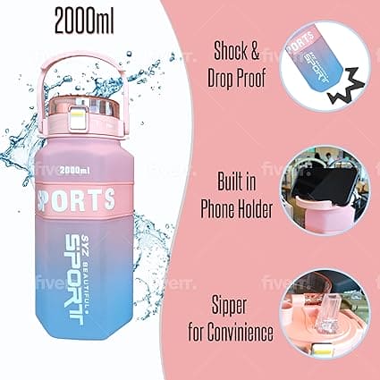 Set of 3 Sport Water Bottles with Straw – Modern Ombre Design