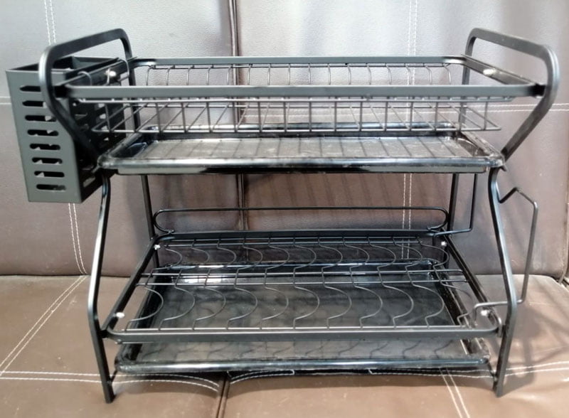 Premium 2-Tier Dish Drying Rack with Utensil Holder & Cutting Board Slot