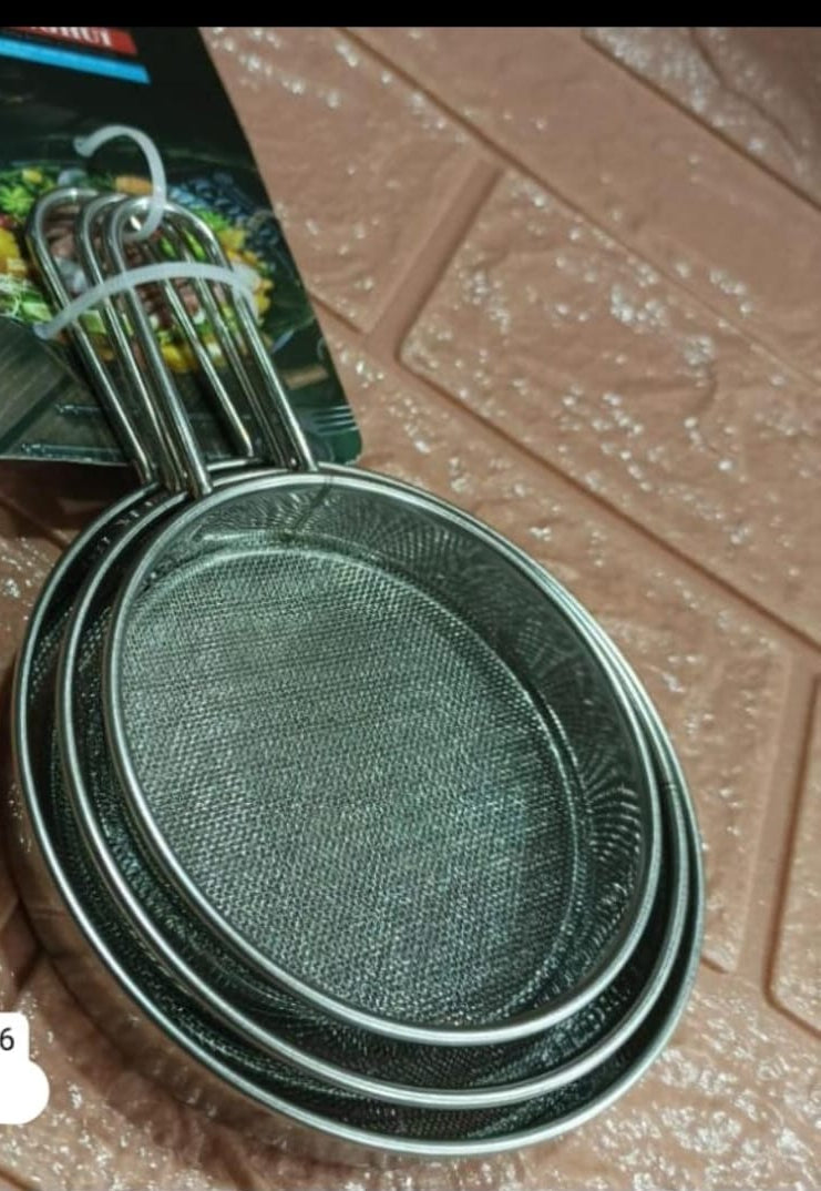Mini Stainless Steel Flour Sieve Strainer 3 Pcs Set
