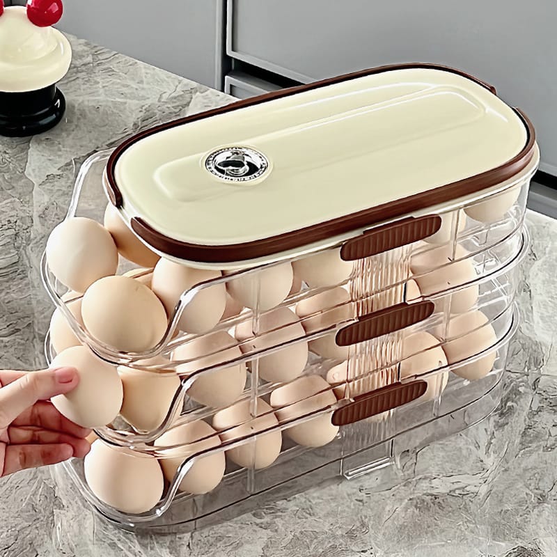 Rolling Auto-Fill Tiered Egg Storage Box