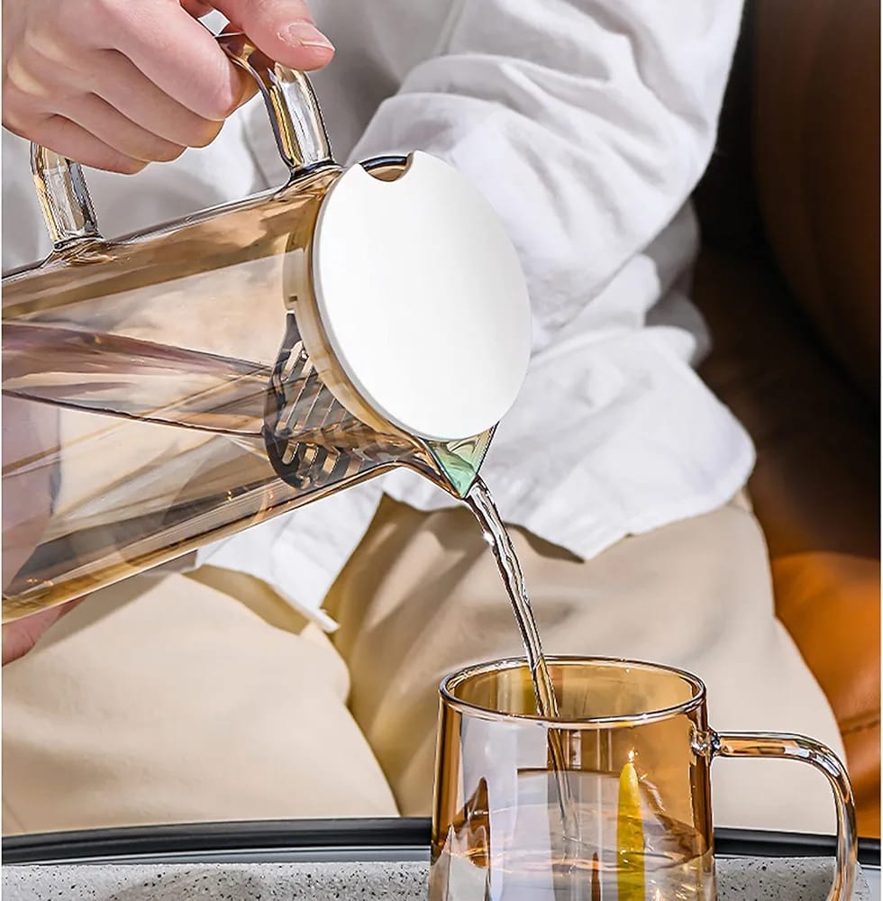 Modern 1800ml Glass Water Pitcher with Stainless Steel Filter