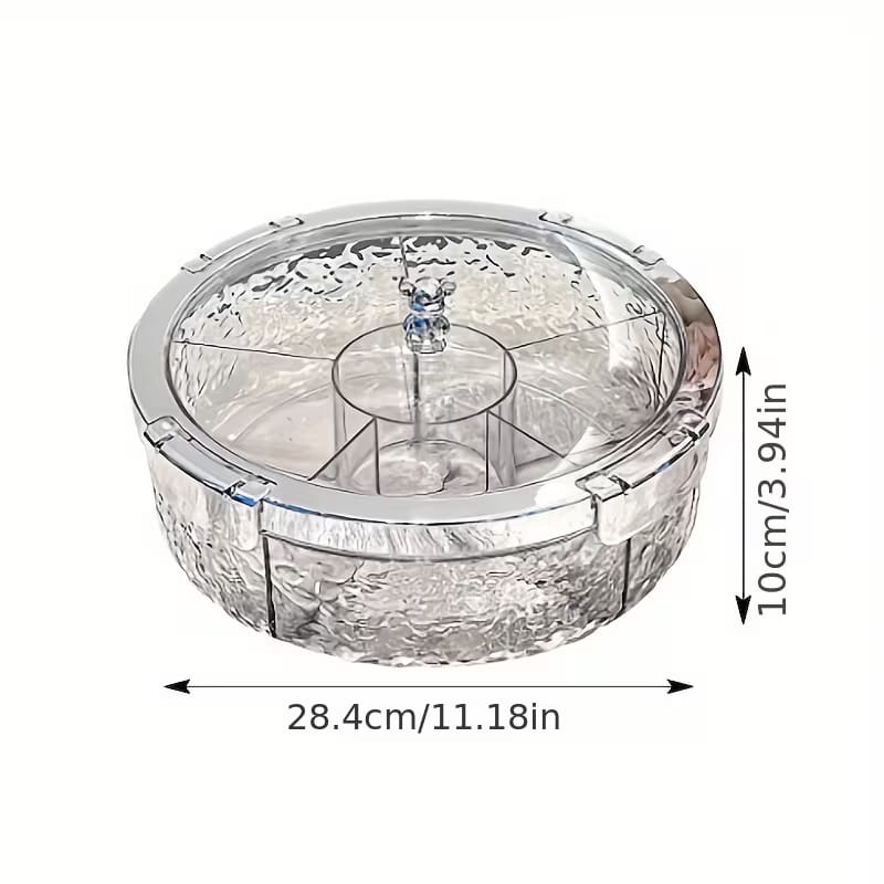 Premium Divided Acrylic Snack Box with Bear Handle