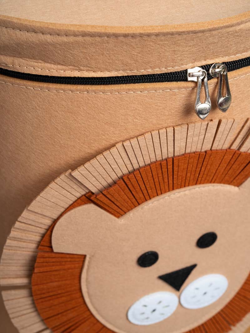 Animal-Themed Felt Storage Basket with Lid – Large Capacity