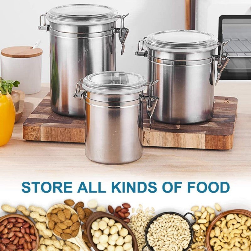 Airtight Stainless Steel Canister Set – 4 Pcs