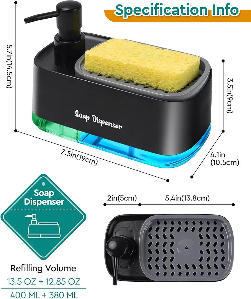 3-in-1 Multi-Functional Kitchen Soap Dispenser Set