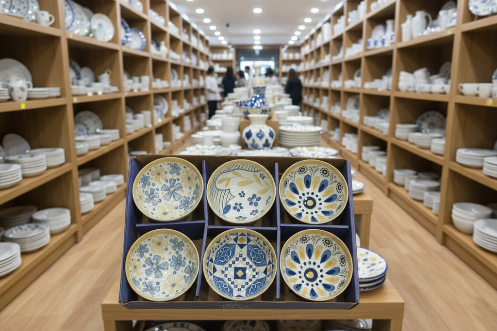 Japanese-Style Floral Ceramic Bowls – Set of 6