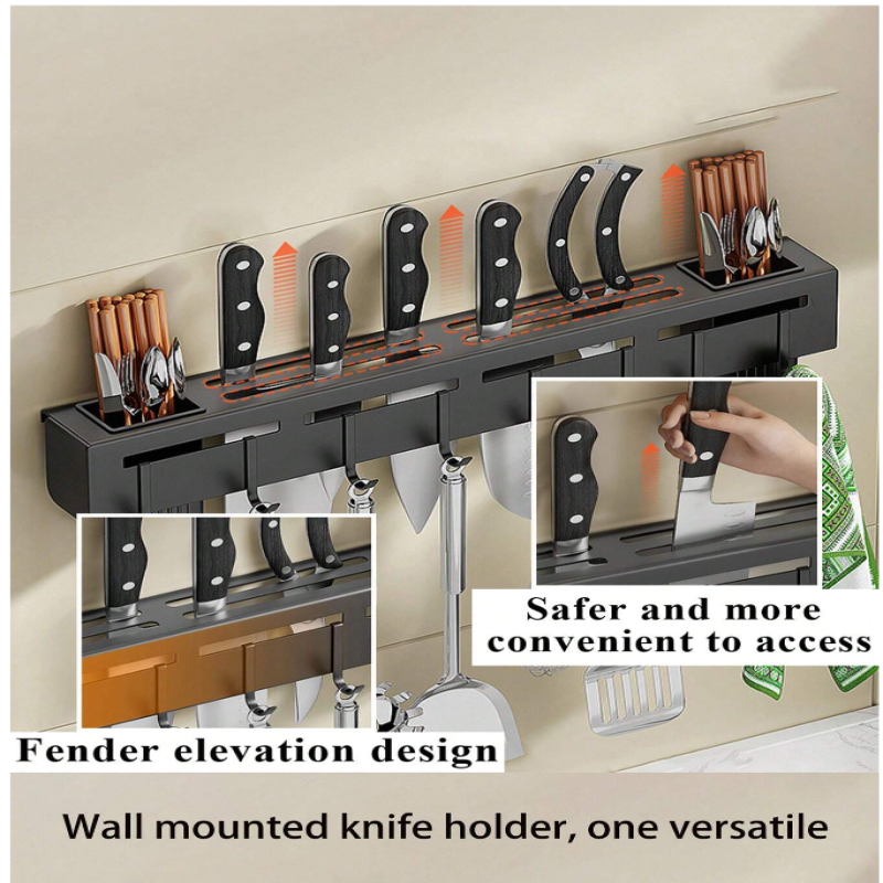 Multifunctional Wall-Mounted Kitchen Utensil Rack (7-in-1)