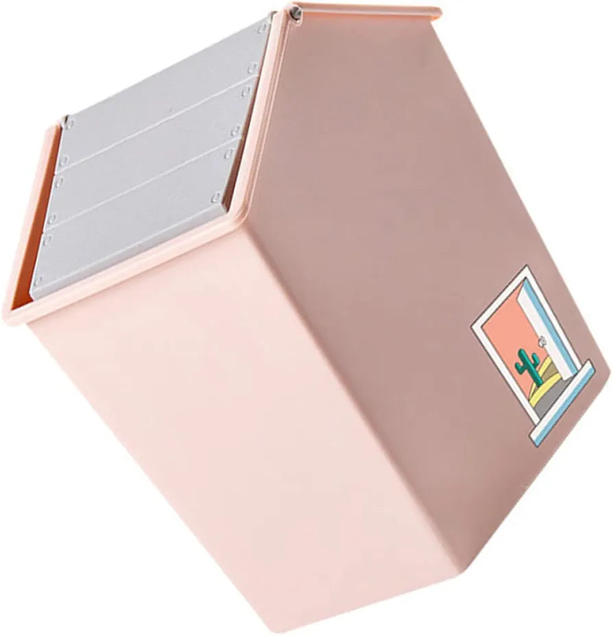 House-Shaped Desktop Trash Can with Swing Lid