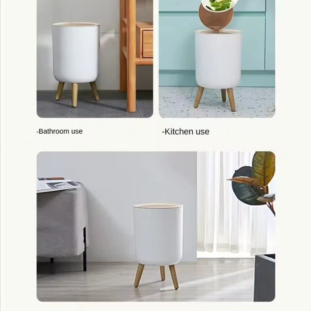 Indoor Trash Bin with Wooden Feet – 7L