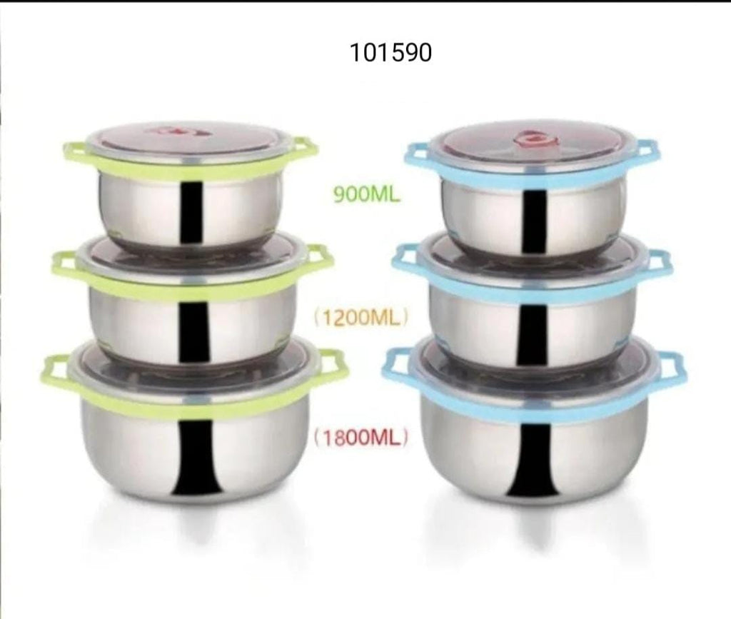 3-Piece Stainless Steel Mixing & Storage Bowl Set with Airtight Lids