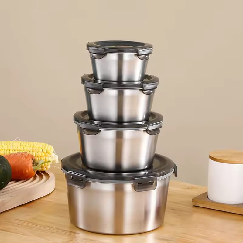 4-Piece Premium Stainless Steel Food Storage Set