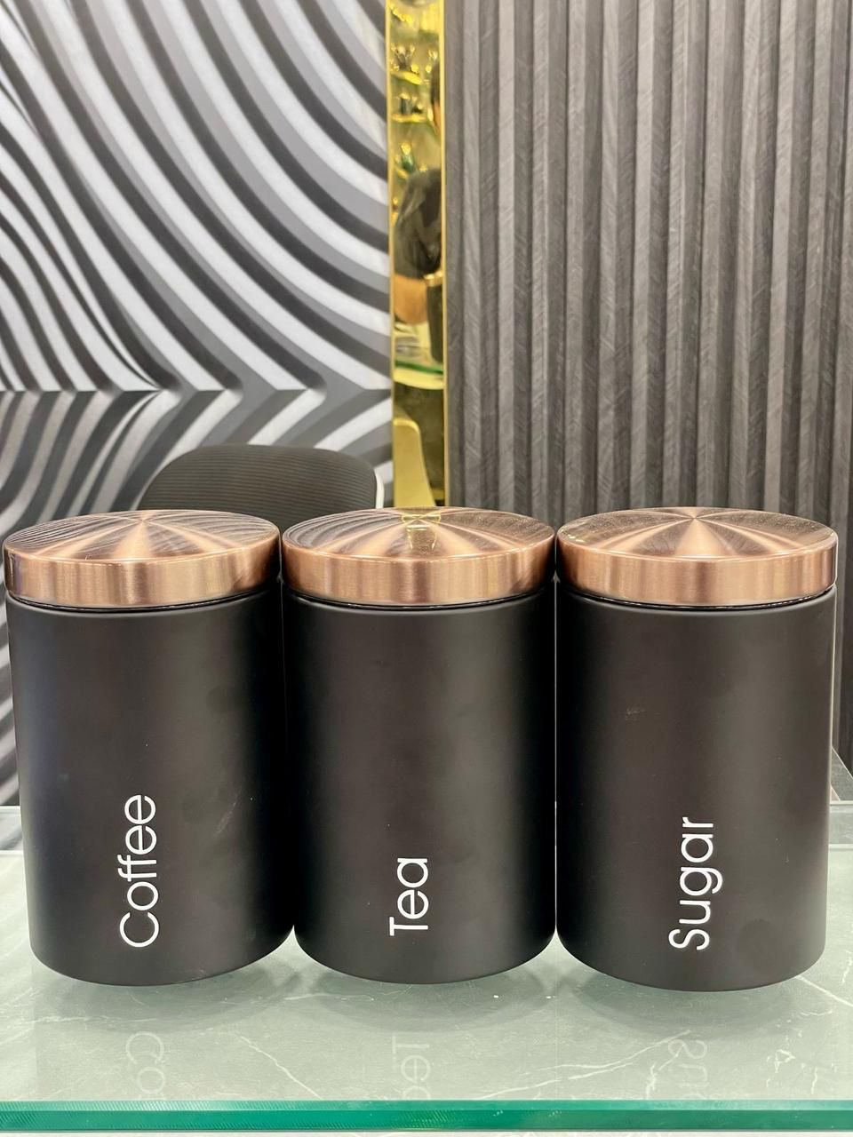 3pcs Canister Set Tea Coffee Sugar Storage  Kitchen Food Canister Jar