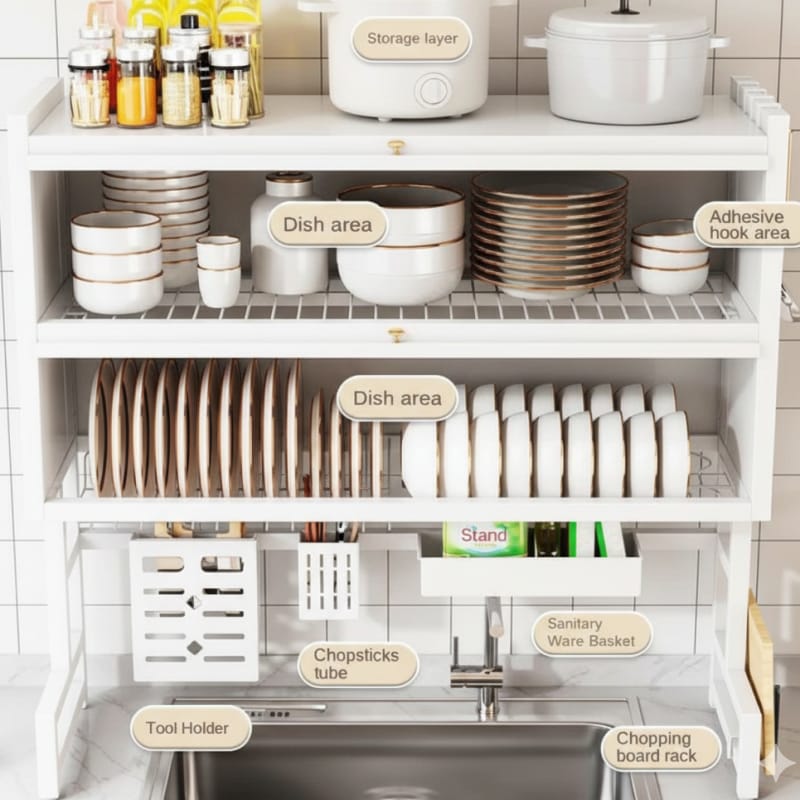 Premium Over-the-Sink Dish Drying Rack & Cabinet.