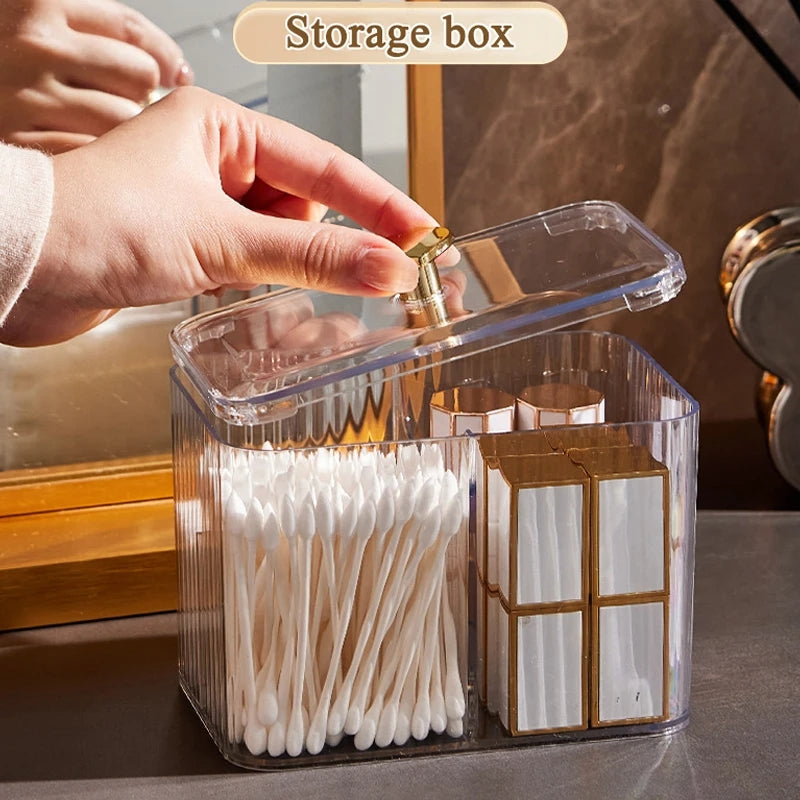 Acrylic Cotton Pad & Bud Organizer Box with Lid