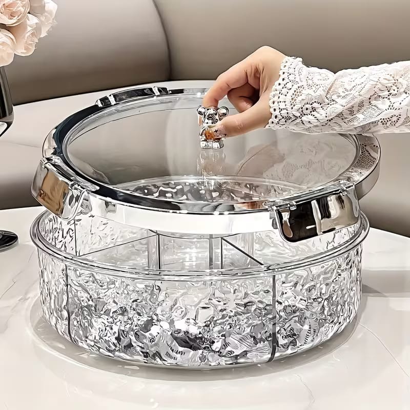 Premium Divided Acrylic Snack Box with Bear Handle