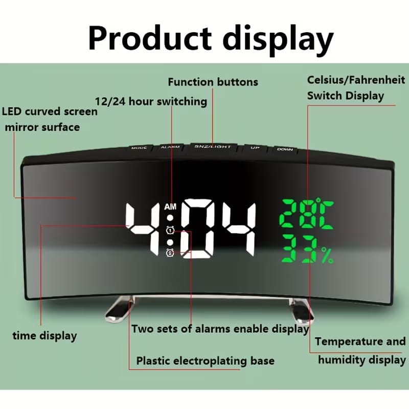 6.6-Inch Multifunctional LED Alarm Clock