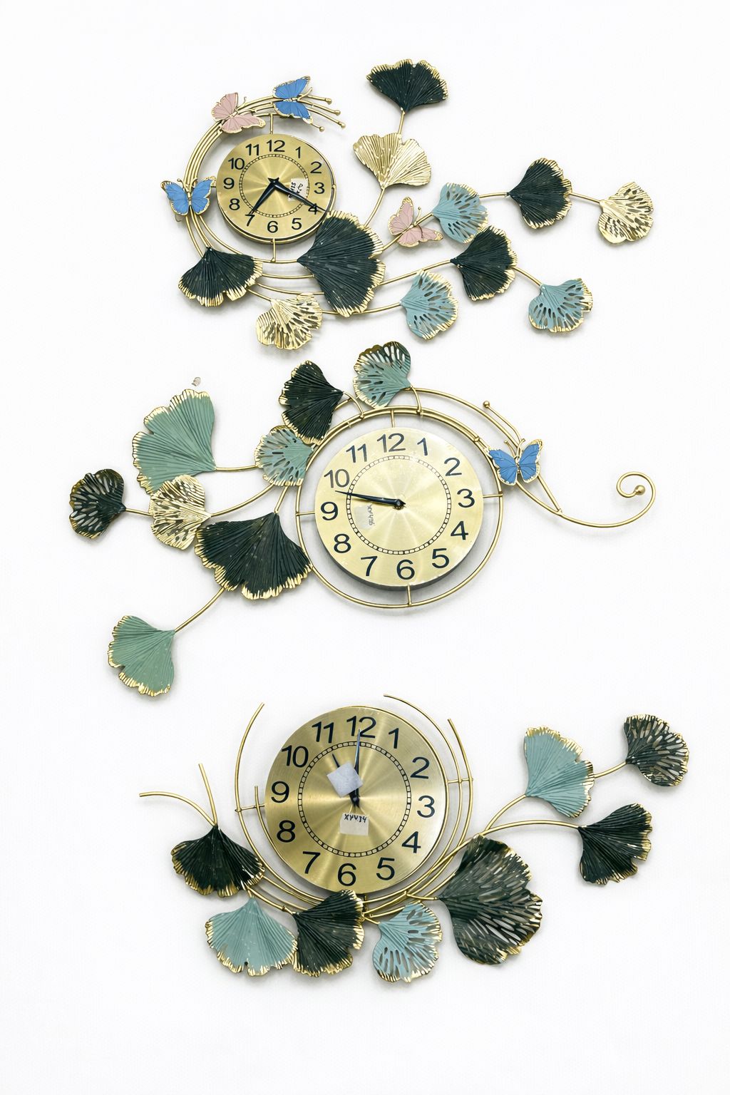 Luxury Metal Leaf & Butterfly Wall Clock