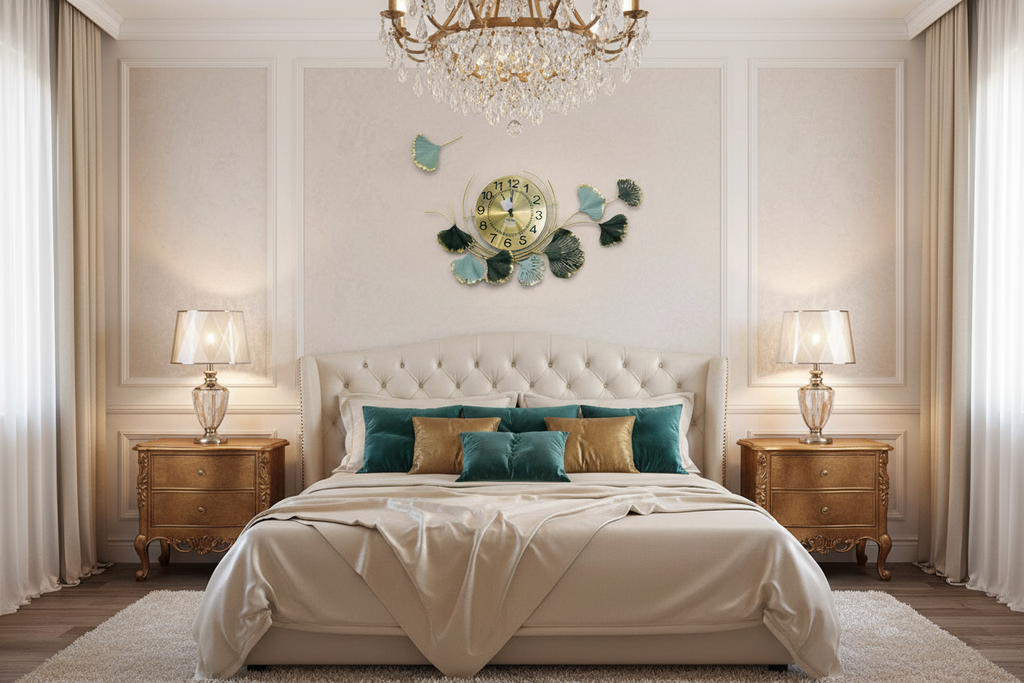 Luxury Metal Leaf & Butterfly Wall Clock