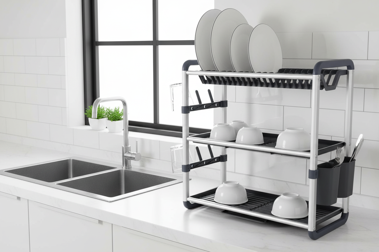 Aluminum 3-Layer Dish Drying Rack