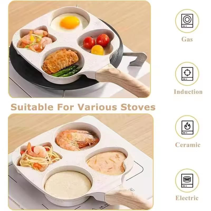 4-Hole Non-Stick Breakfast Pan – Heart & Star Design