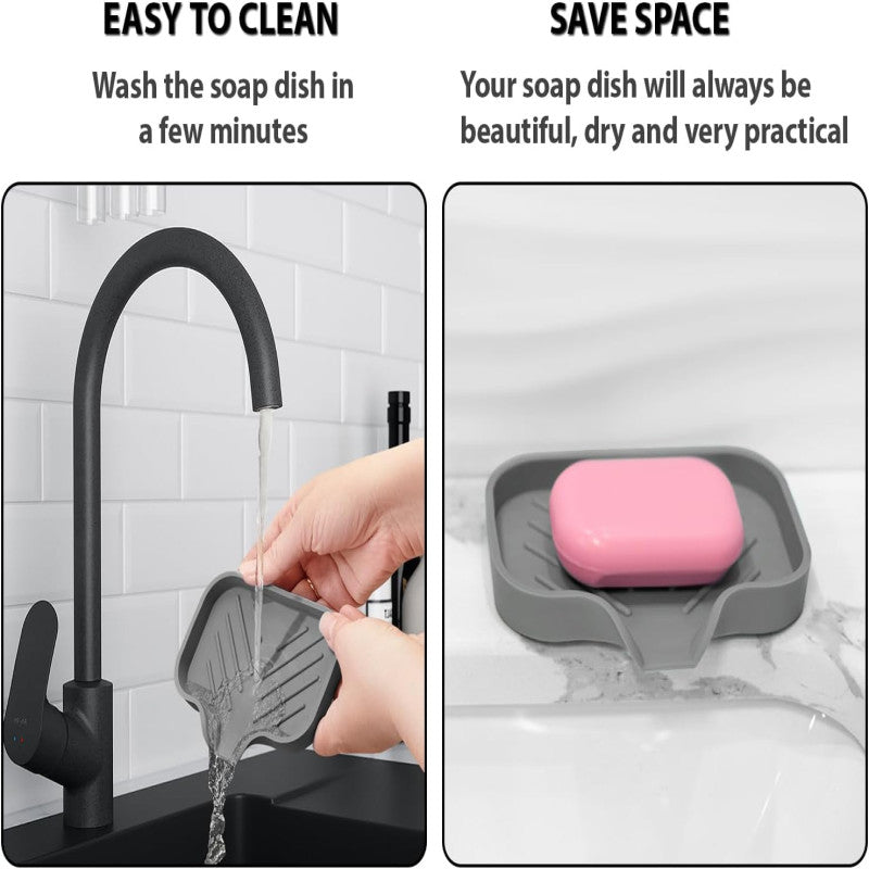 Self-Draining Silicone Soap Dish & Sink Tray