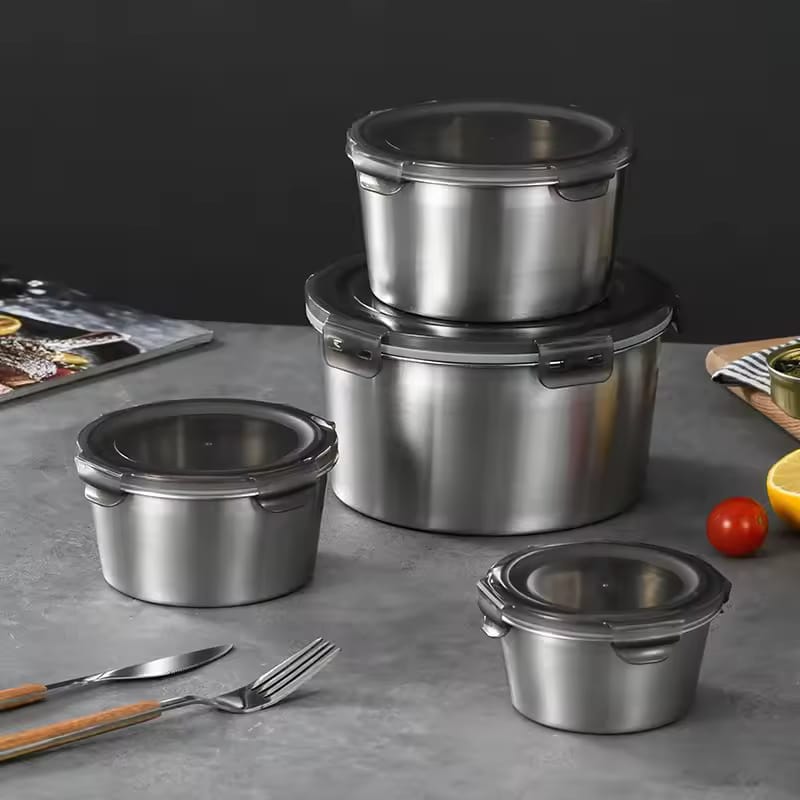 4-Piece Premium Stainless Steel Food Storage Set