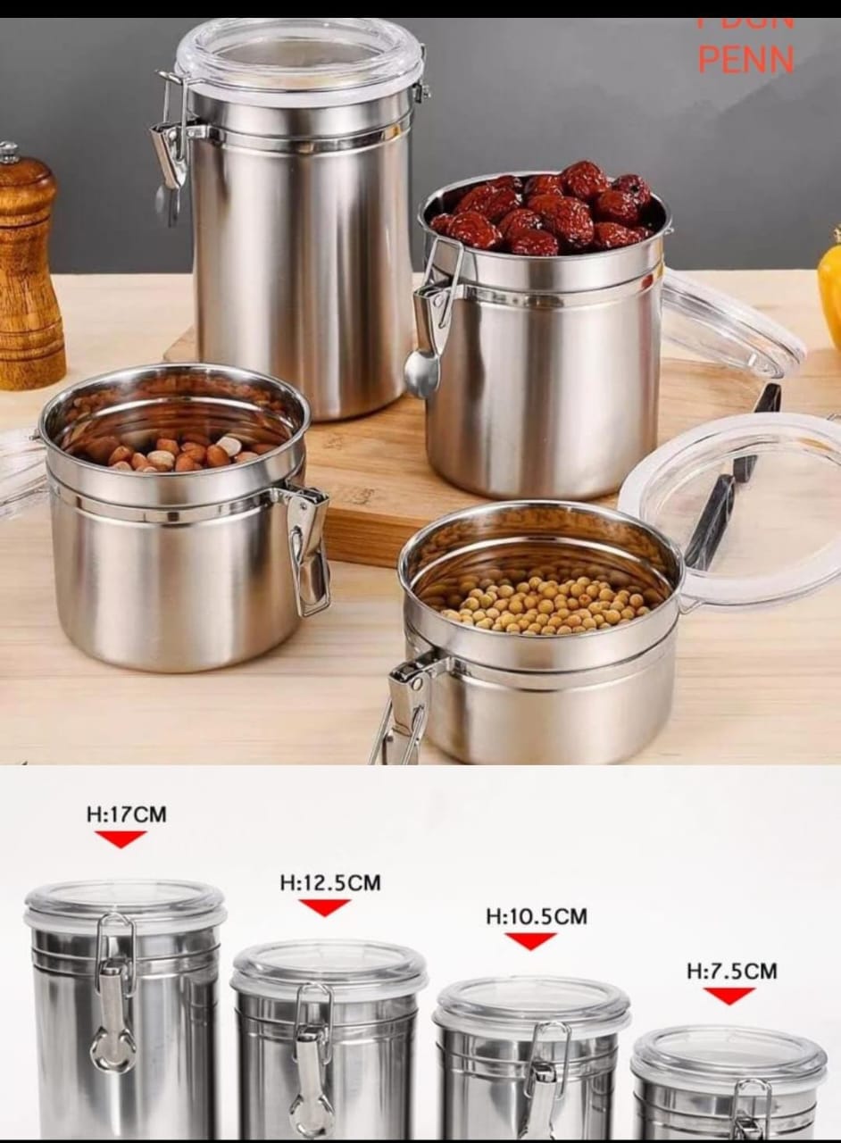 Airtight Stainless Steel Canister Set – 4 Pcs
