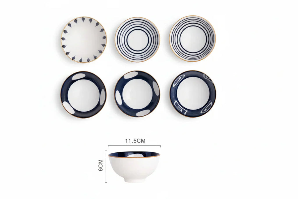 Japanese Style 6-Piece Ceramic Bowl Set