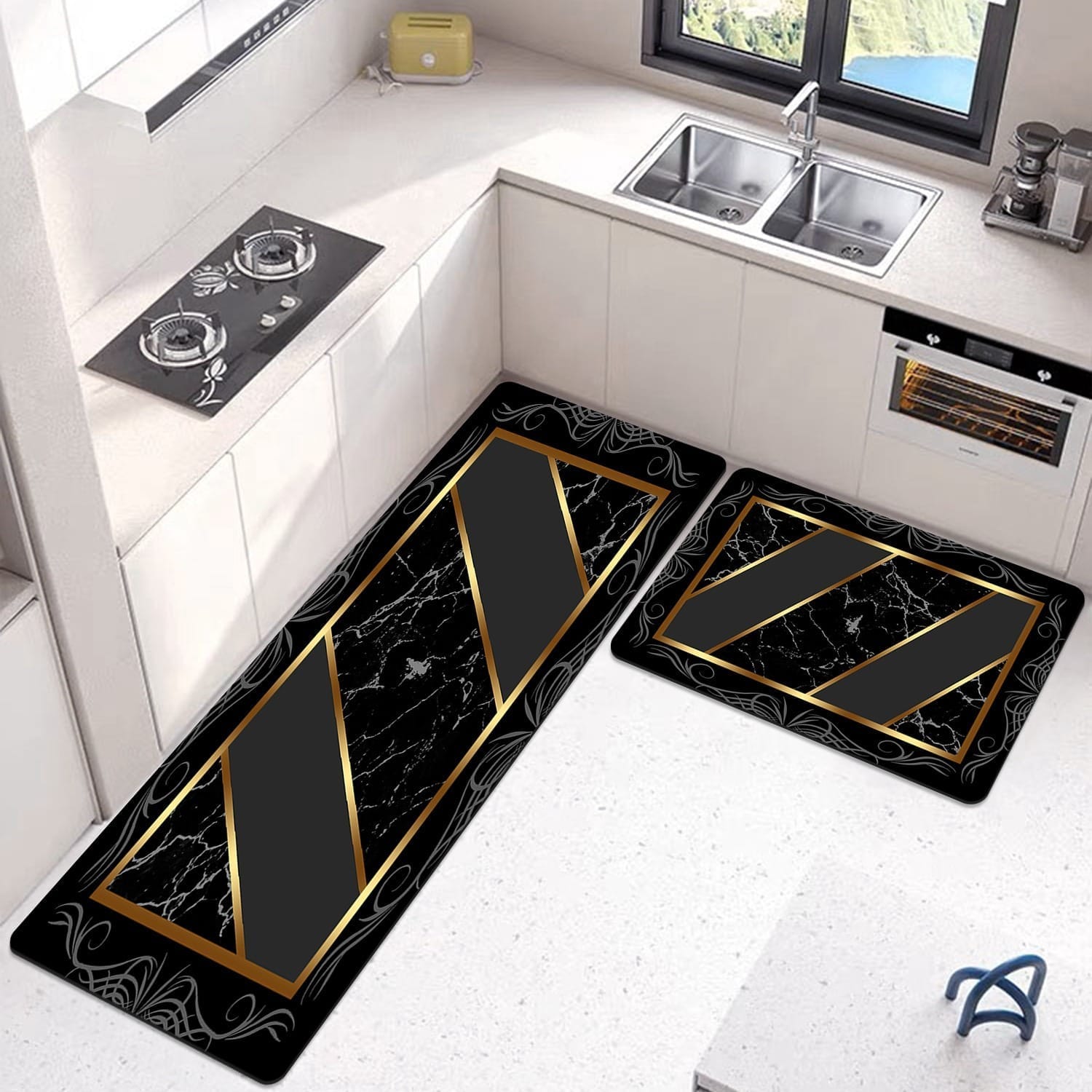 2-Piece Premium Quality Large Runner & Mat Set – Elegant Napa Leather Finish with Anti-Slip Base