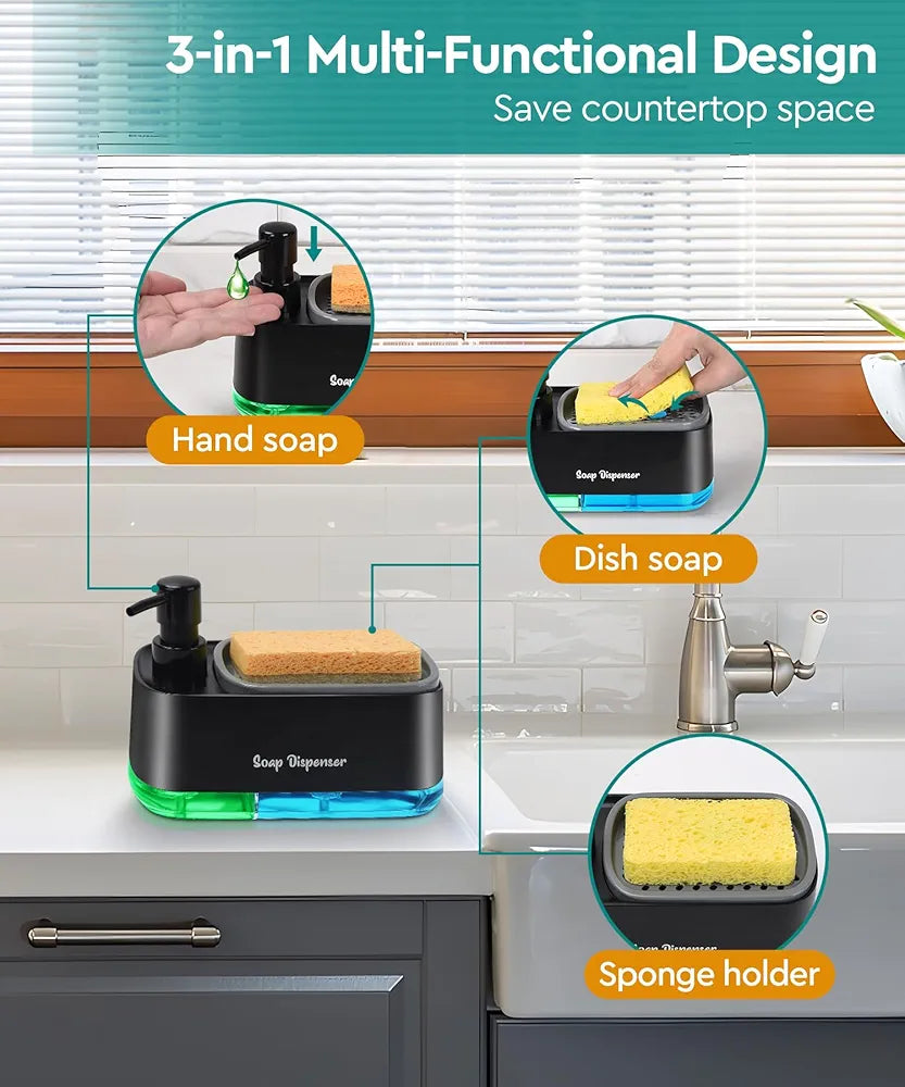 3-in-1 Multi-Functional Kitchen Soap Dispenser Set