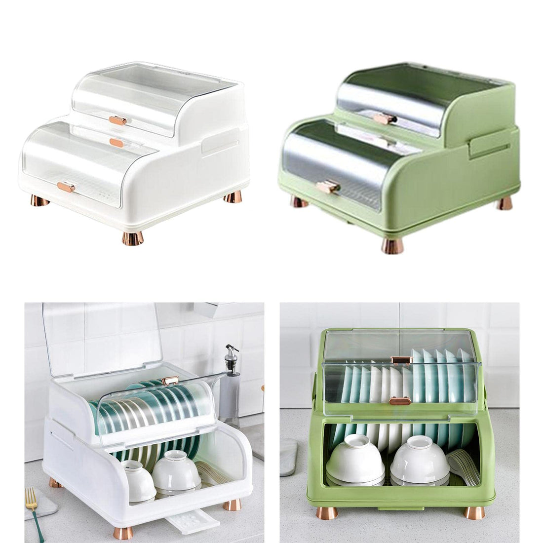 Multifunctional 2-Tier Dish Drying Rack with Dustproof Cover