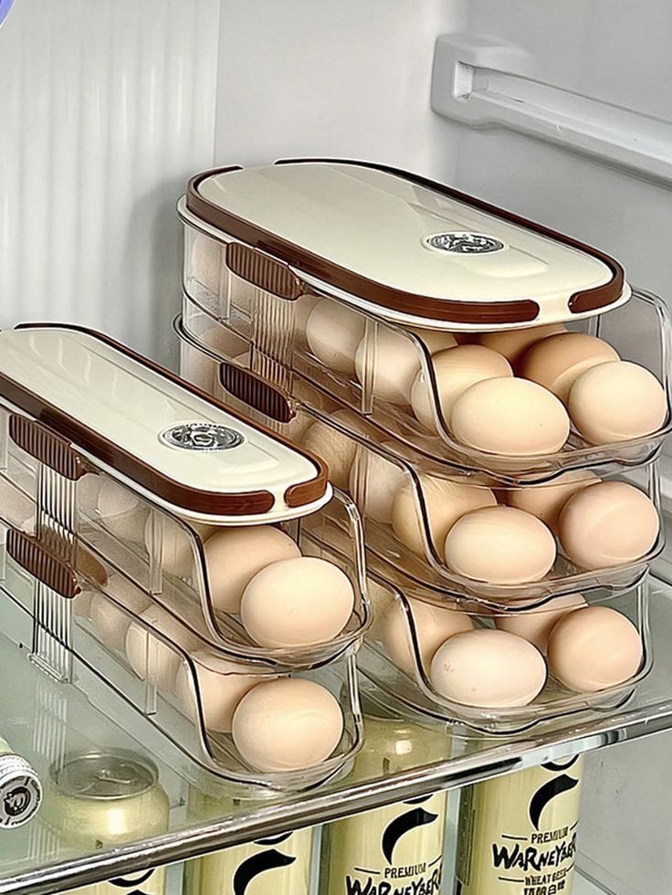 Rolling Auto-Fill Tiered Egg Storage Box